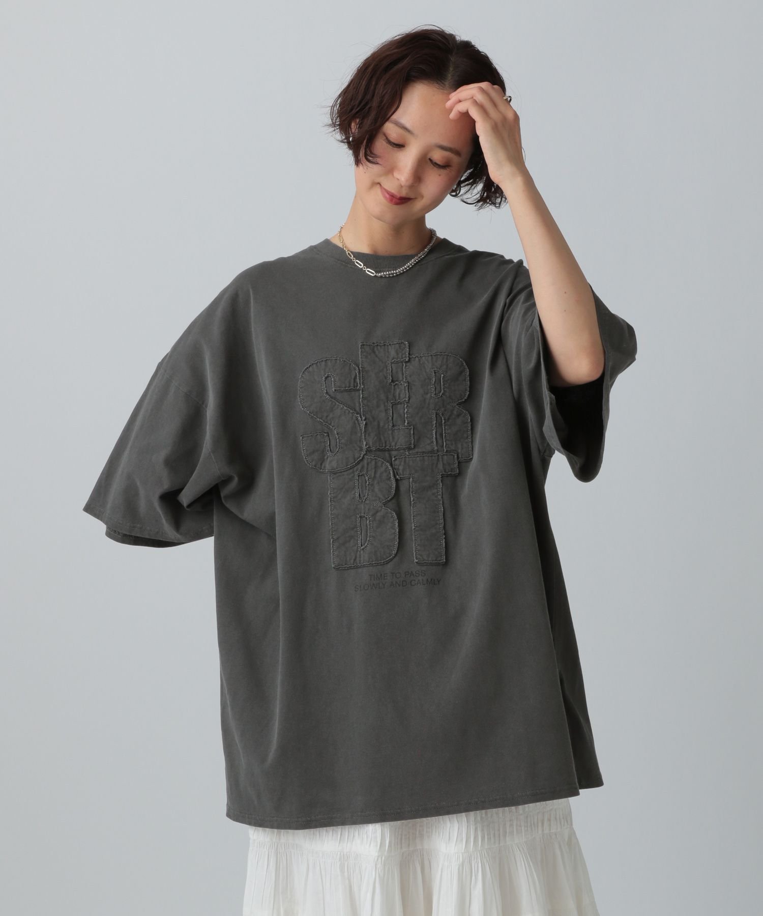 【SALE／20%OFF】LEPSIM パッチワークBIGチュニック レプシィム トップス カットソー・Tシャツ レッド イエロー グレー【送料無料】