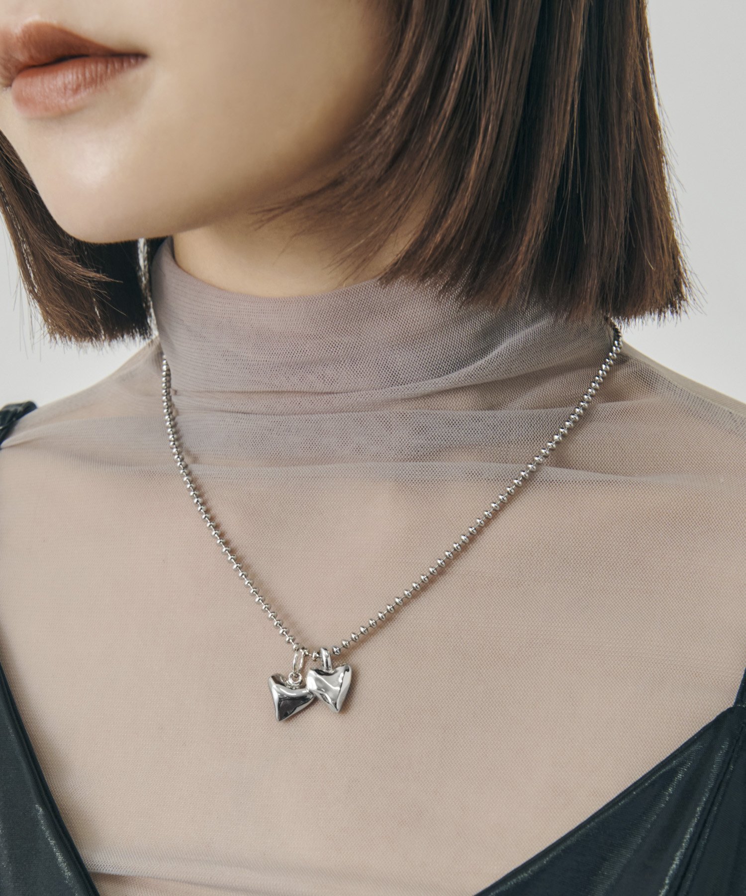 GOLDY メタル ツインズ ハート ネックレス ゴールディ アクセサリー・腕時計 ネックレス シルバー