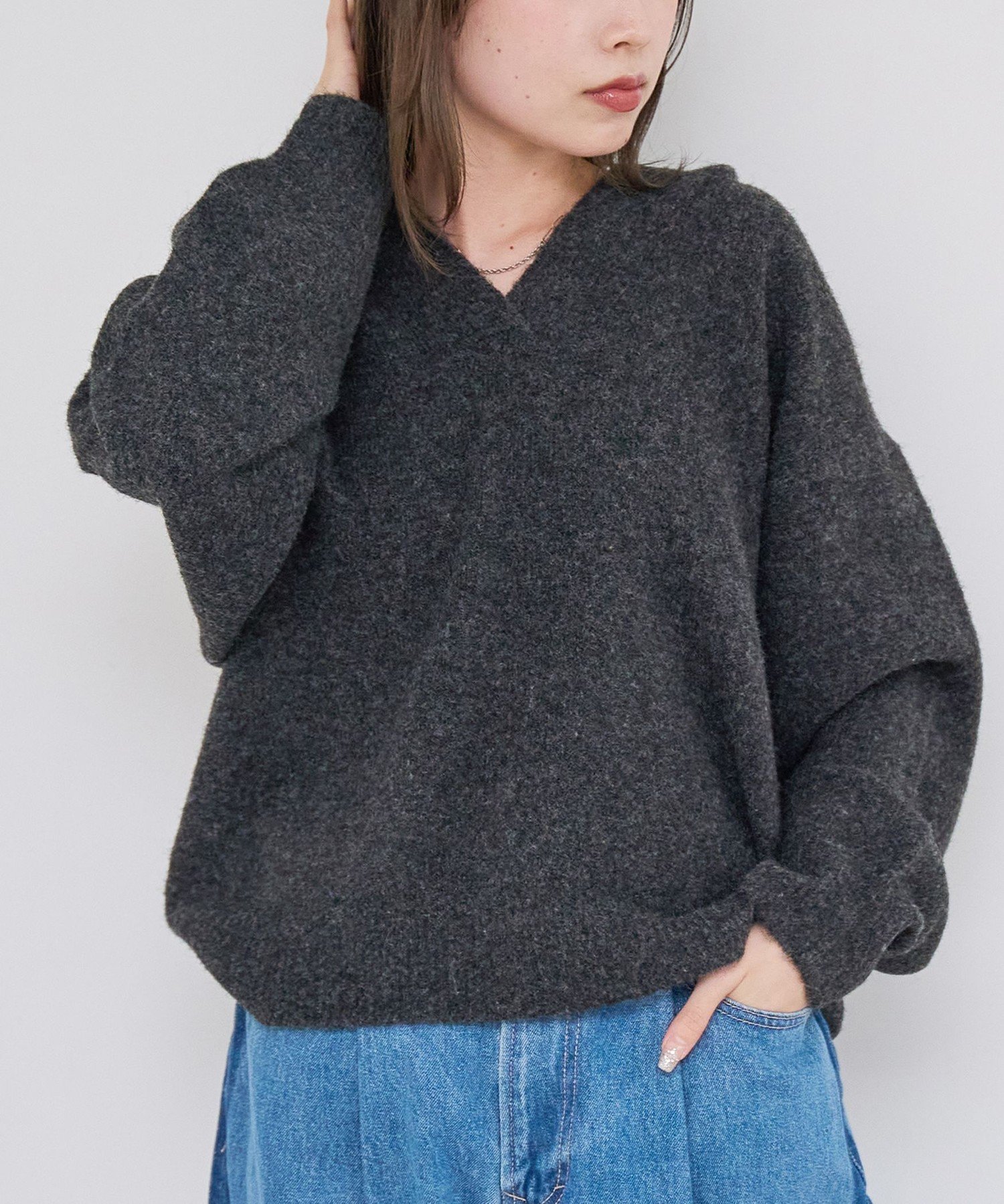 フラッフィーフーディ ウォッシャブルニット(WEB限定カラーあり) コーエン トップス ニット グレー ホワイト ネイビー ブルー