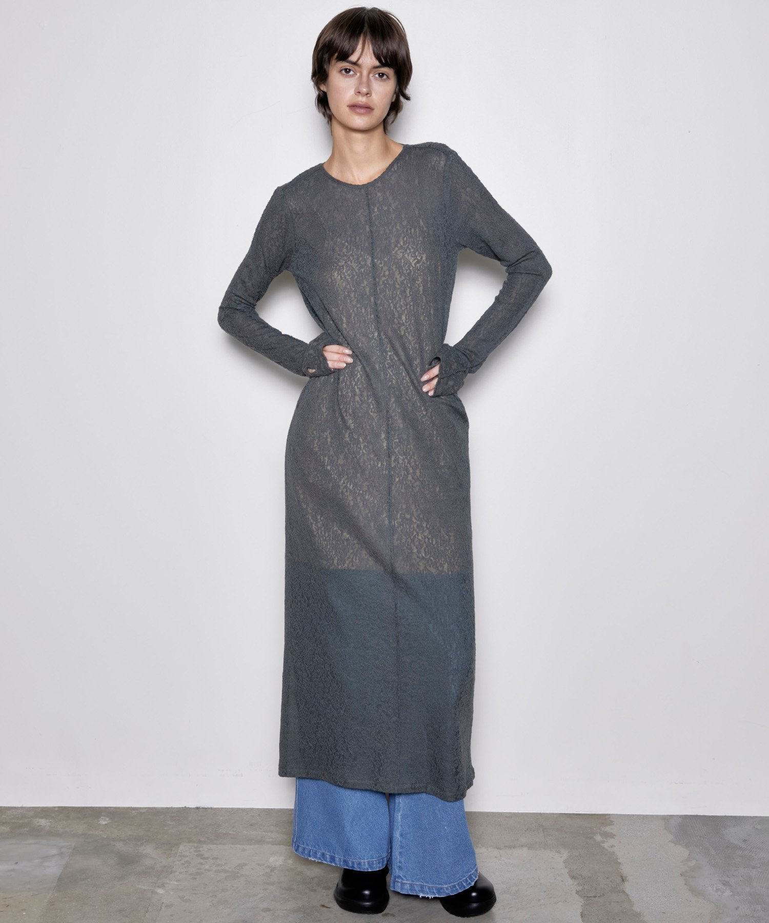 MAISON SPECIAL Maxi Length Lace One-piece Dress ]XyV s[XEhX s[X O[ ubN bhyz