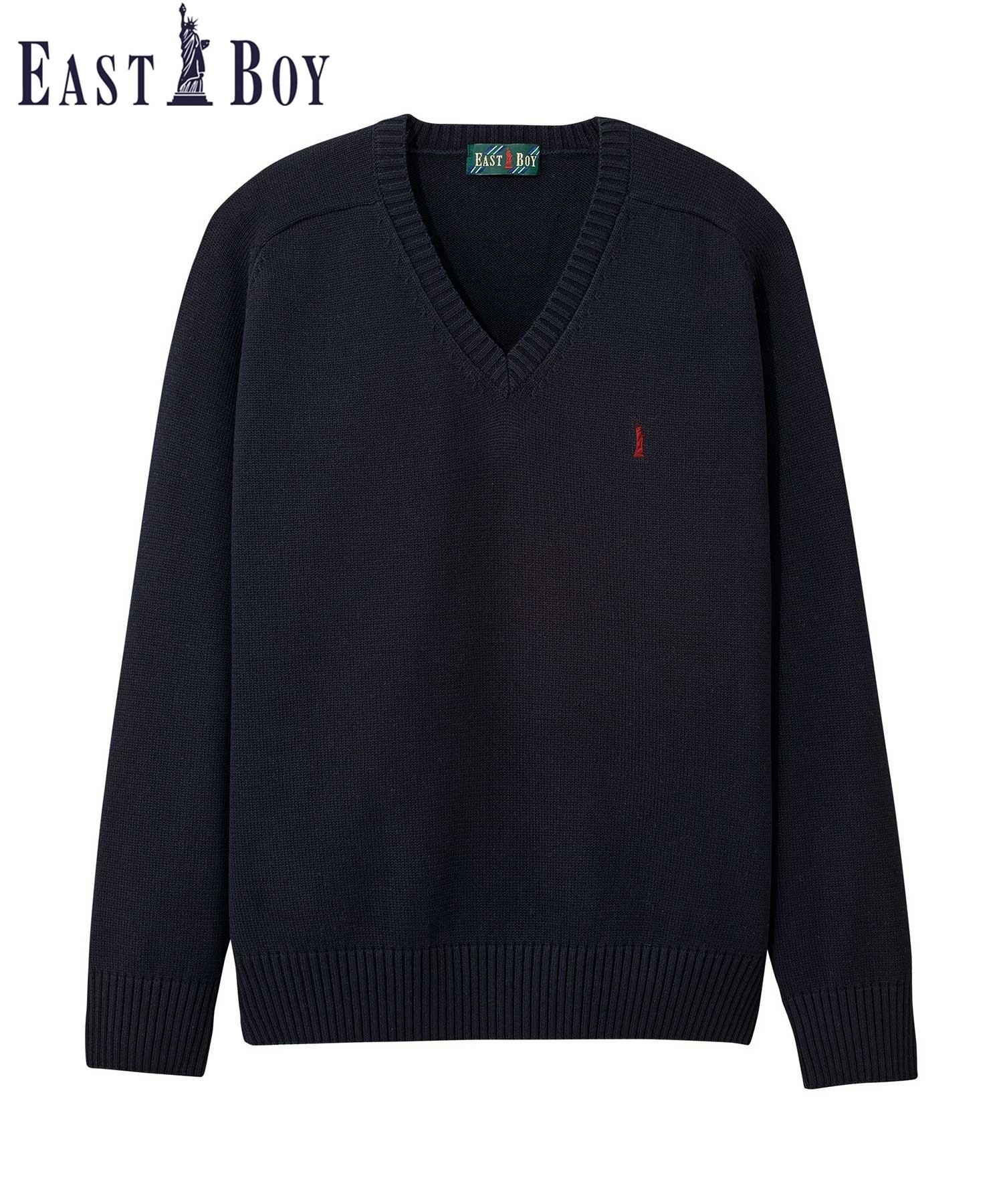 EASTBOY MEN'S メンズ セーター 綿 7G 男子 制服 高校生 スクール 入学式 卒業式 イーストボーイ トップス ニット ネイビー ベージュ ホワイト グレー【送料無料】