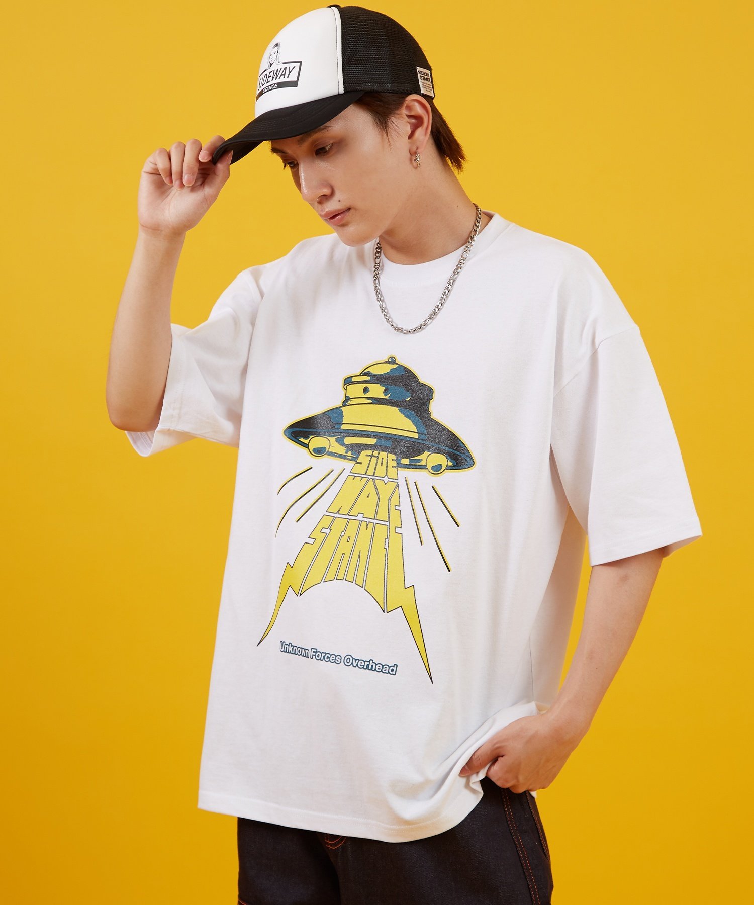 【SALE／50%OFF】SIDEWAY STANCE SIDEWAY STANCE サイドウェイスタンス UFO 半袖Tシャツ インプローブス トップス カットソー・Tシャツ ブラック ホワイト