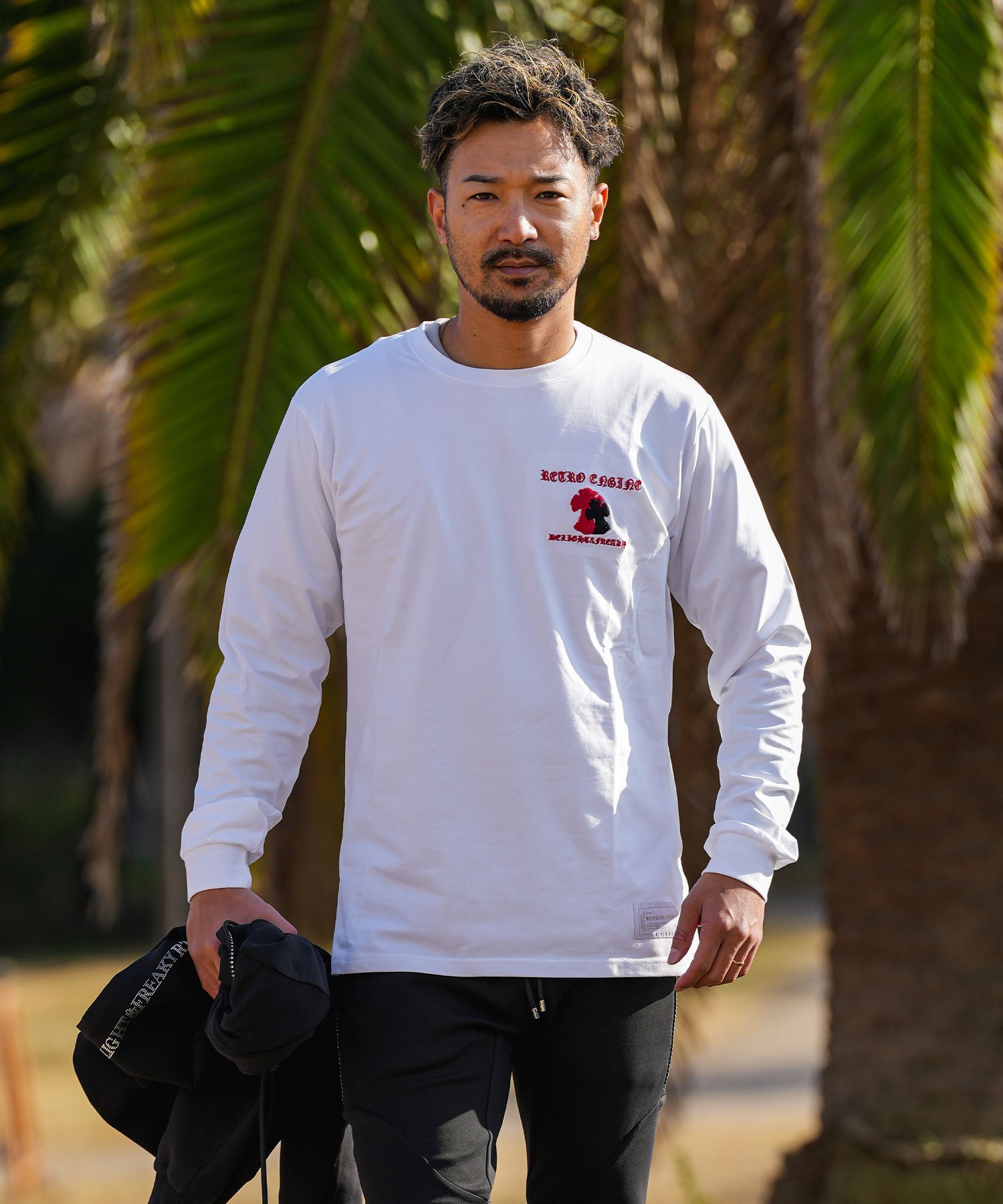 Retro Engine RTEG Chenille Cross L/TEE アダムスジャグラー トップス カットソー・Tシャツ ブラック ホワイト【送料無料】