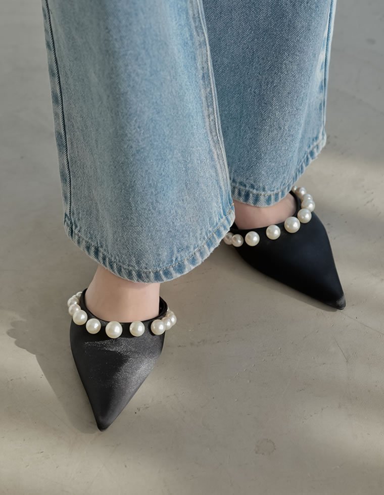 【SALE／45%OFF】MEISM ポインテッドトゥパールモチーフミュール リエディ シューズ・靴 パンプス ブラック stylife-15571123 Rakuten Fashion サンプル画像2