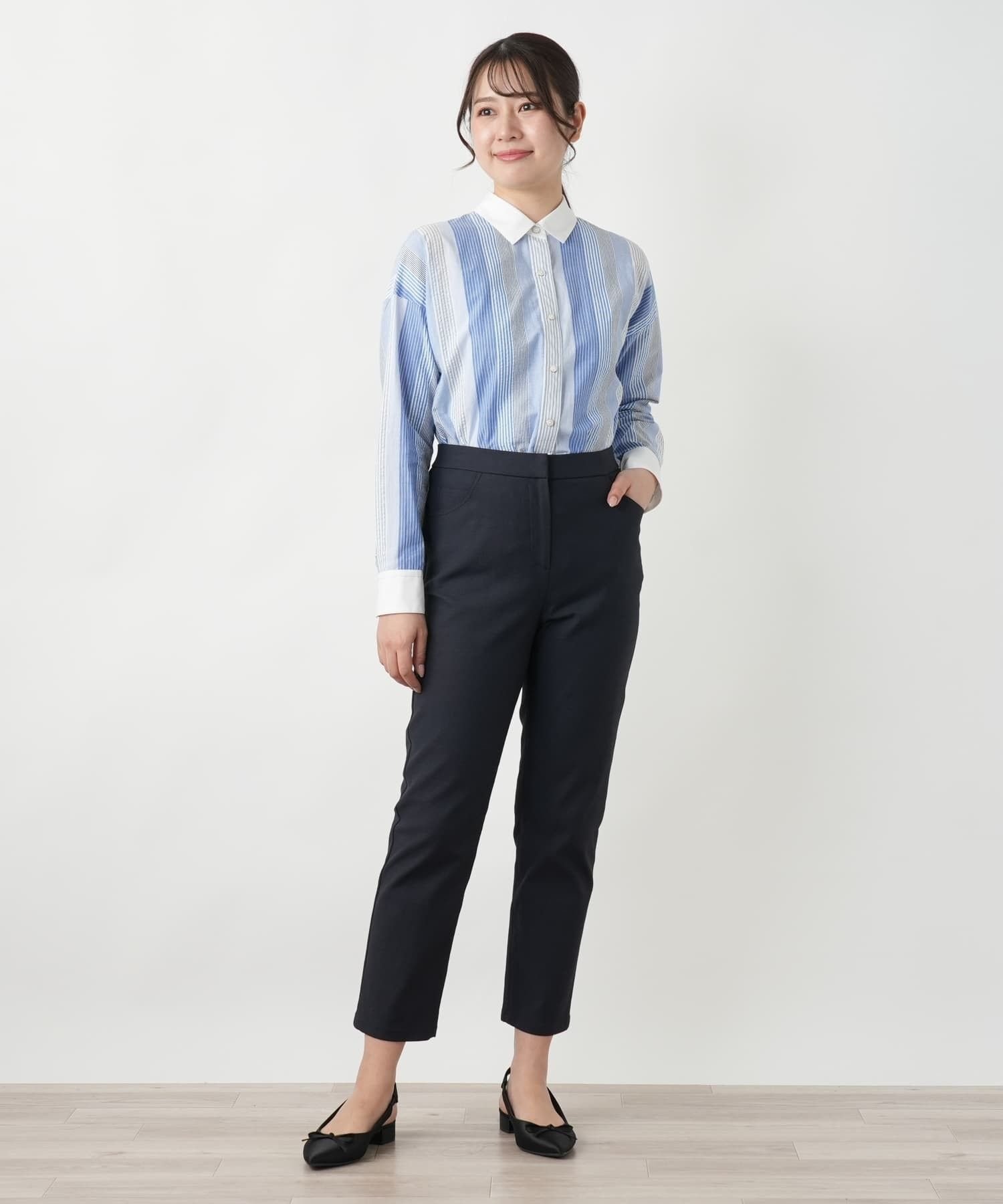 Leilian クロップドパンツ レリアン パンツ その他のパンツ レッド ネイビー