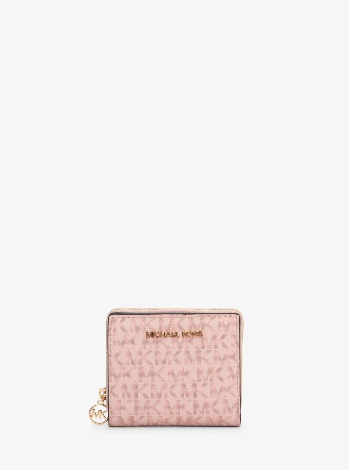 【SALE／80%OFF】MICHAEL KORS JET SET TRAVEL ジップ チャーム ウォレット ミディアム - MKシグネチャー マイケルコース マイケル・コース 財布・ポーチ・ケース 財布 ピンク【送料無料】