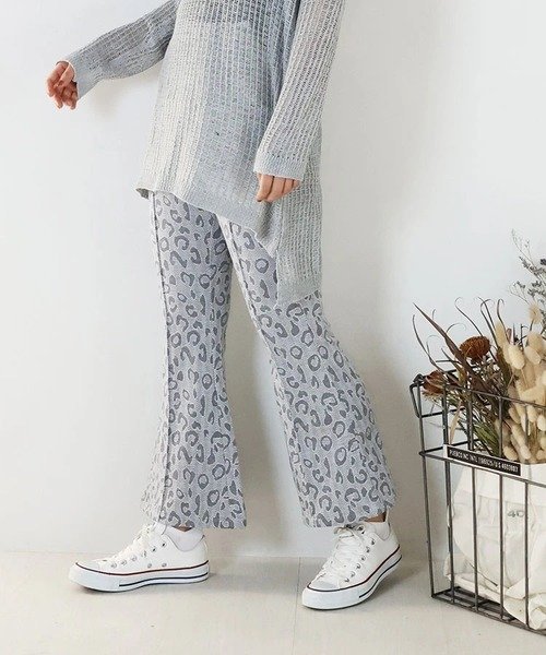 【SALE／70%OFF】ARCANUM DESIGN ARL ヒョウ柄ジャガードフレアーパンツ(WOMENS) ジャックローズ パンツ その他のパンツ グレー ブラック