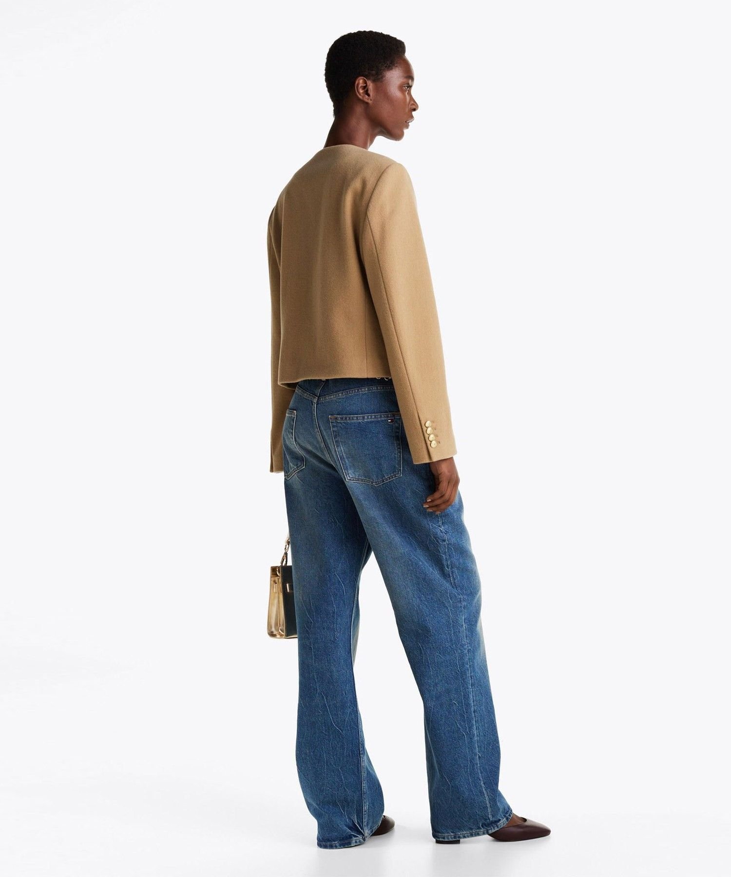 【SALE／50%OFF】TOMMY JEANS クロップドウールゴールドボタンジャケット トミーヒルフィガー ジャケット・アウター ブルゾン・ジャンパー ベージュ【送料無料】