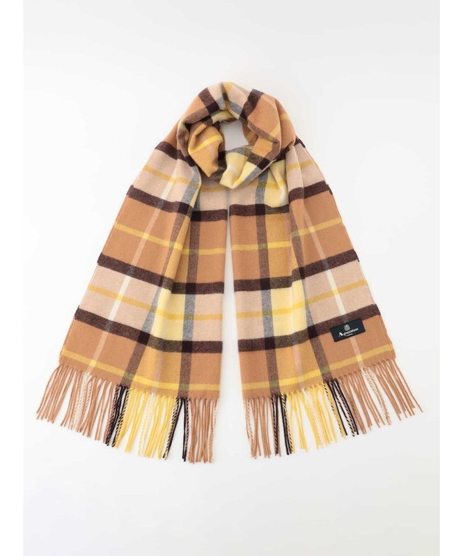 Aquascutum WOMEN カシミヤチェックマフラー YELLOW アクアスキュータム ファッション雑貨 マフラー・ストール・ネックウォーマー イエロー【送料無料】