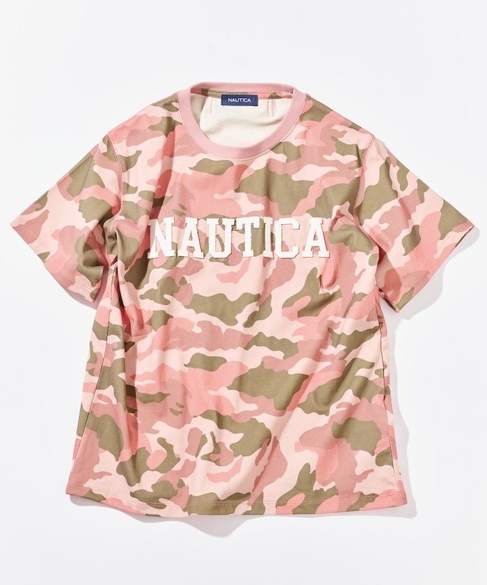 NAUTICA アップリケロゴTシャツ 25SS フリークスストア トップス カットソー・Tシャツ グレー ピンク