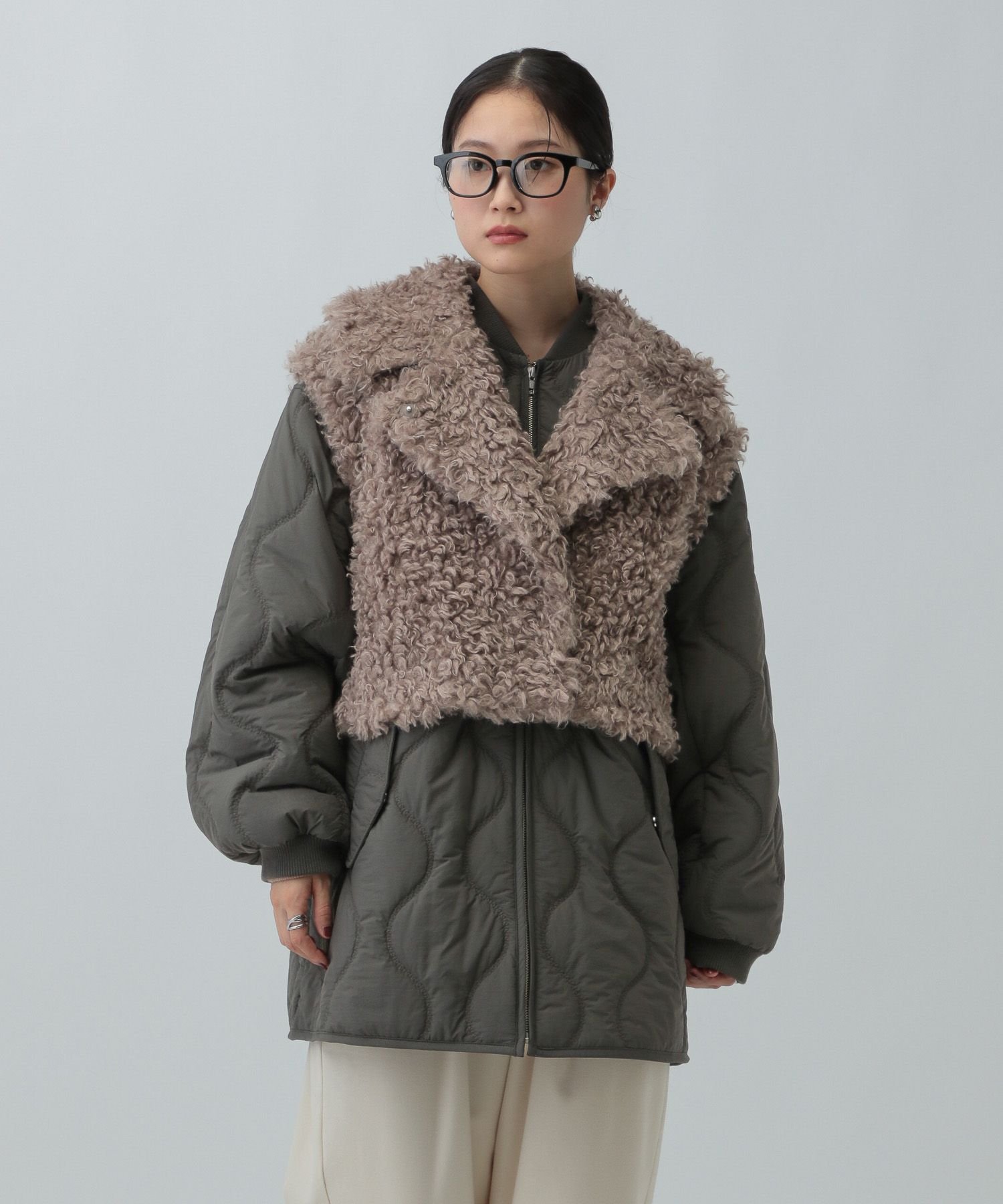 LEPSIM ファーベスト*ブルゾン《2点セット》 レプシィム ジャケット・アウター ブルゾン・ジャンパー グレー カーキグリーン【送料無料】のサムネイル