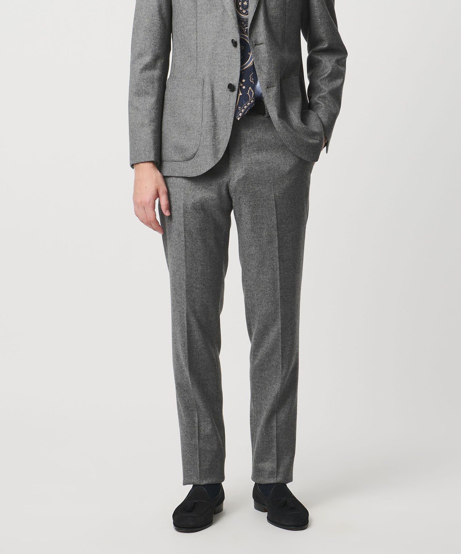 UNITED ARROWS ストレッチフランネル ノープリーツ スラックス COMFORT EASY-MODEL ヨコストレッチ ユナイテッドアローズ スーツ・フォーマル スーツパンツ グレー ネイビー【送料無料】