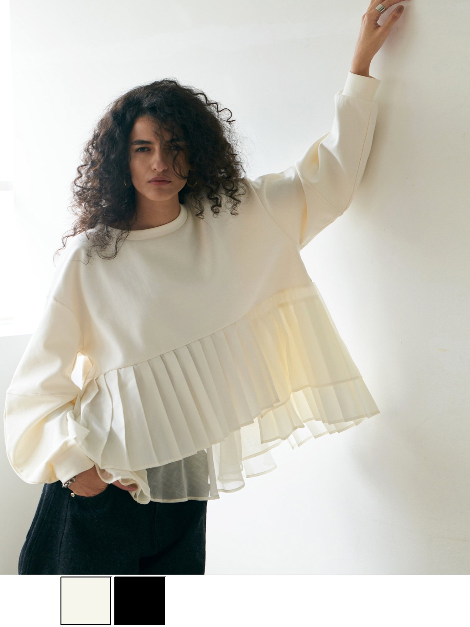 Brown&Street 【体型カバー/スタイルアップ】プリーツレイヤードぺプラム ブラウンアンドストリート ト..