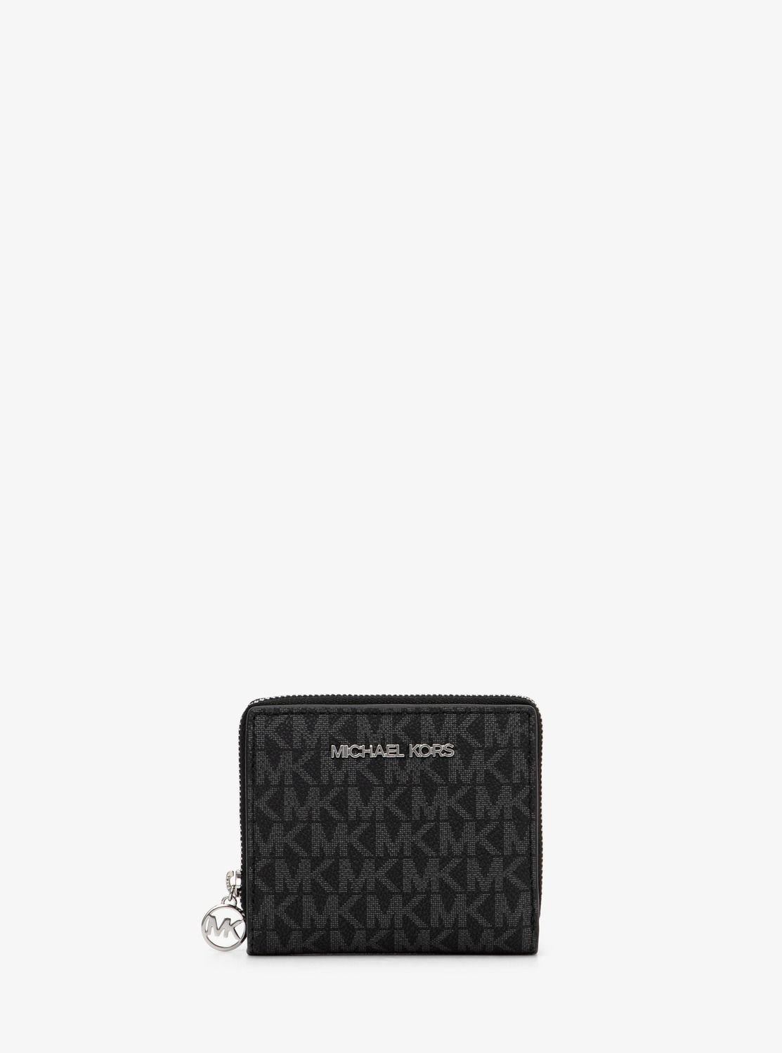【SALE／80%OFF】MICHAEL KORS JET SET TRAVEL ジップ チャーム ウォレット ミディアム - MKシグネチャー マイケルコース マイケル・コース 財布・ポーチ・ケース 財布 ブラック【送料無料】