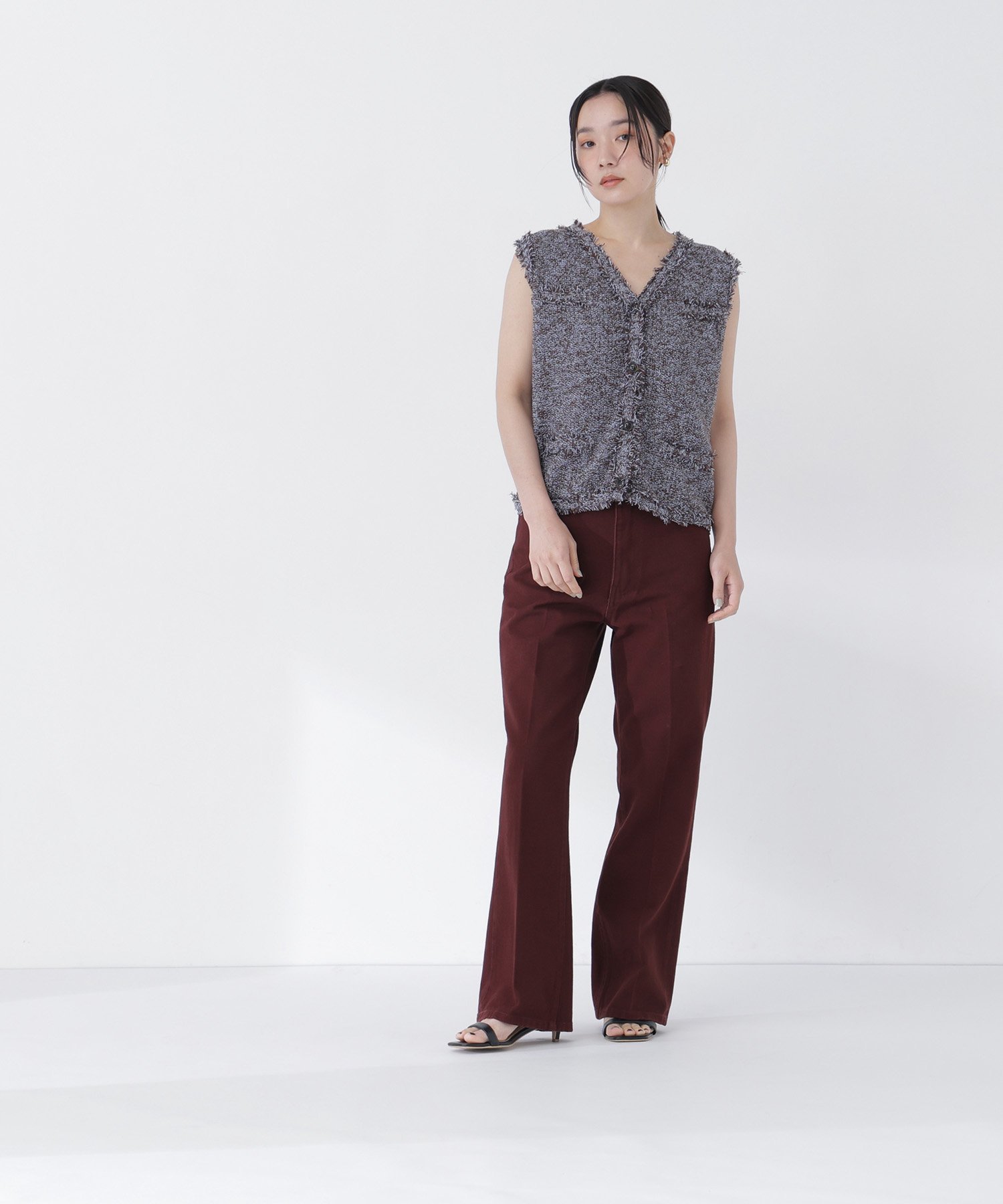 NATURAL BEAUTY BASIC セミフレアツイルパンツ ナチュラルビューティベーシック パンツ その他のパンツ