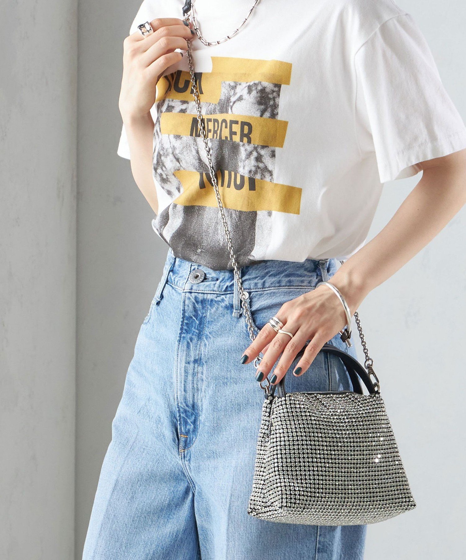 SHIPS WOMEN ビジュー ポシェット シップス バッグ ショルダーバッグ ブラック シルバー【送料無料】