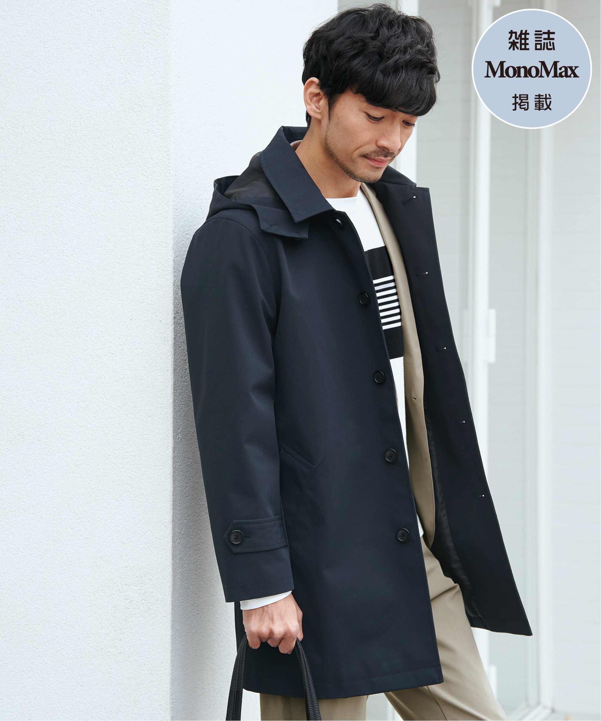 IKKA LOUNGE 【雑誌MonoMax4月号掲載】撥水ピケフードステンカラーコート イッカ ジャケット・アウター その他のジャケット・アウター ベージュ ...