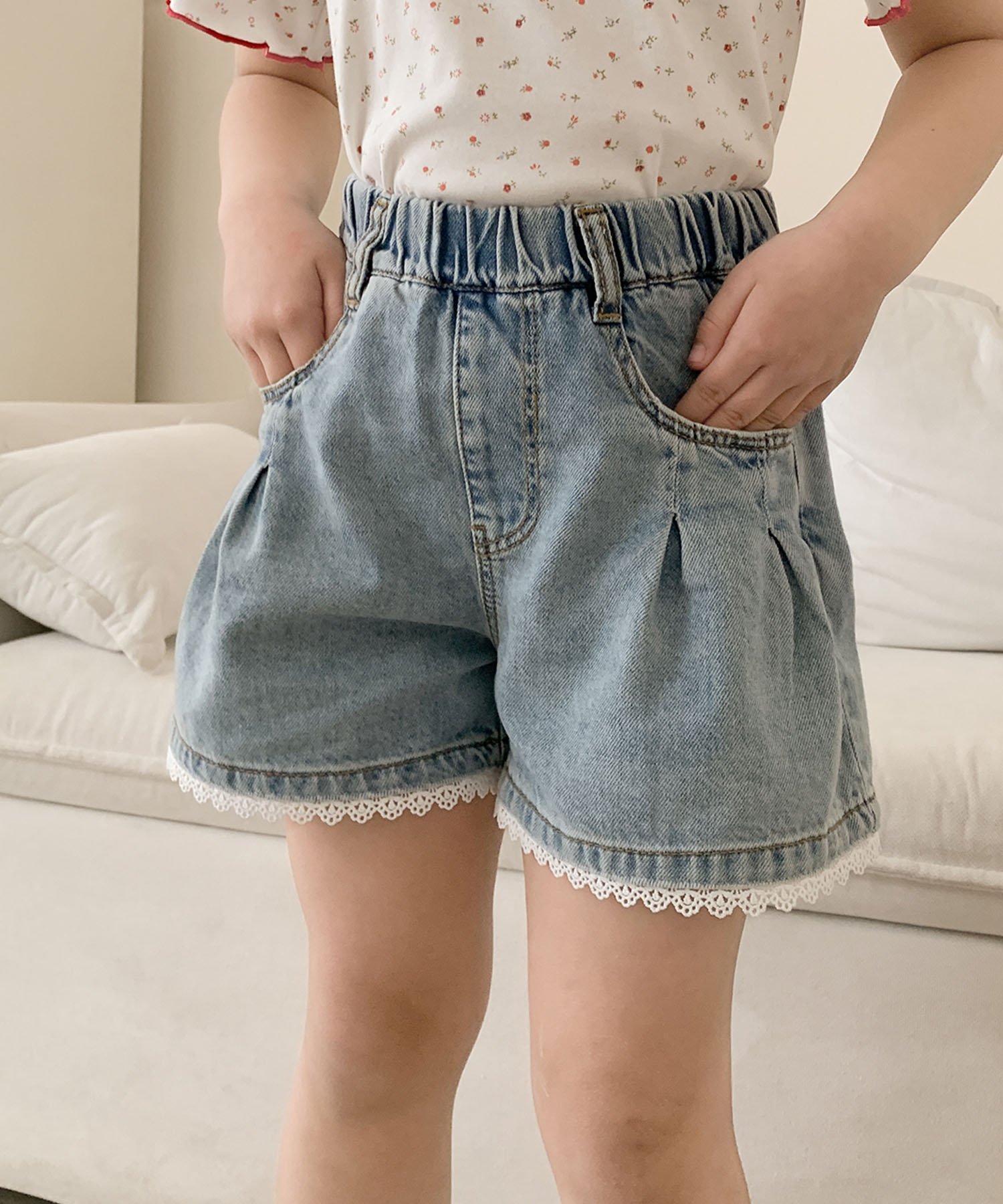 【SALE／25%OFF】aimoha KIDS 【aimoha-KIDS-】デニム キッズフレアショートパンツ アイモハ パンツ その他のパンツ ブルー