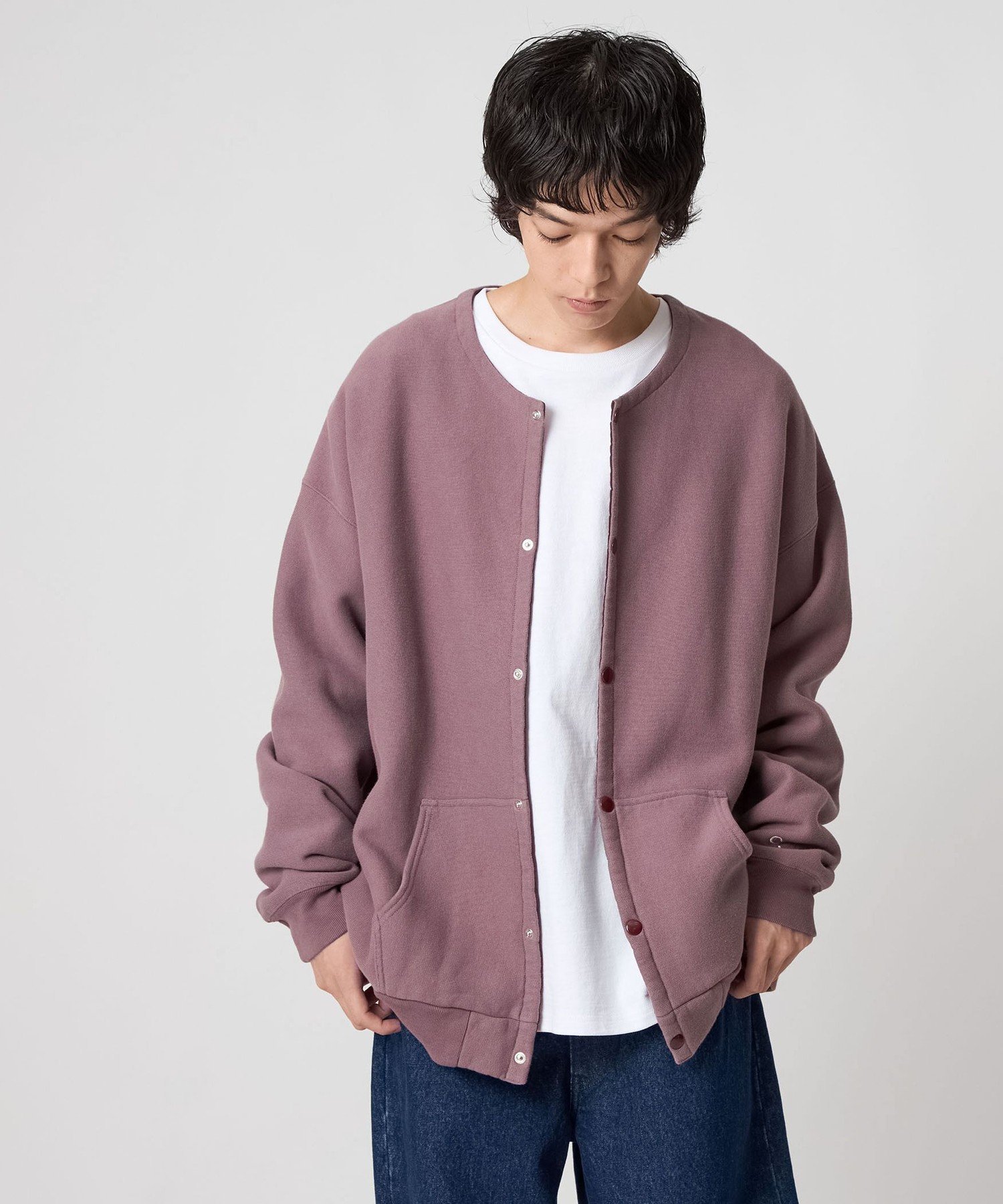 CITEN ＜CITEN＞スナップスウェットブルゾン シテン トップス カーディガン パープル イエロー グレー..