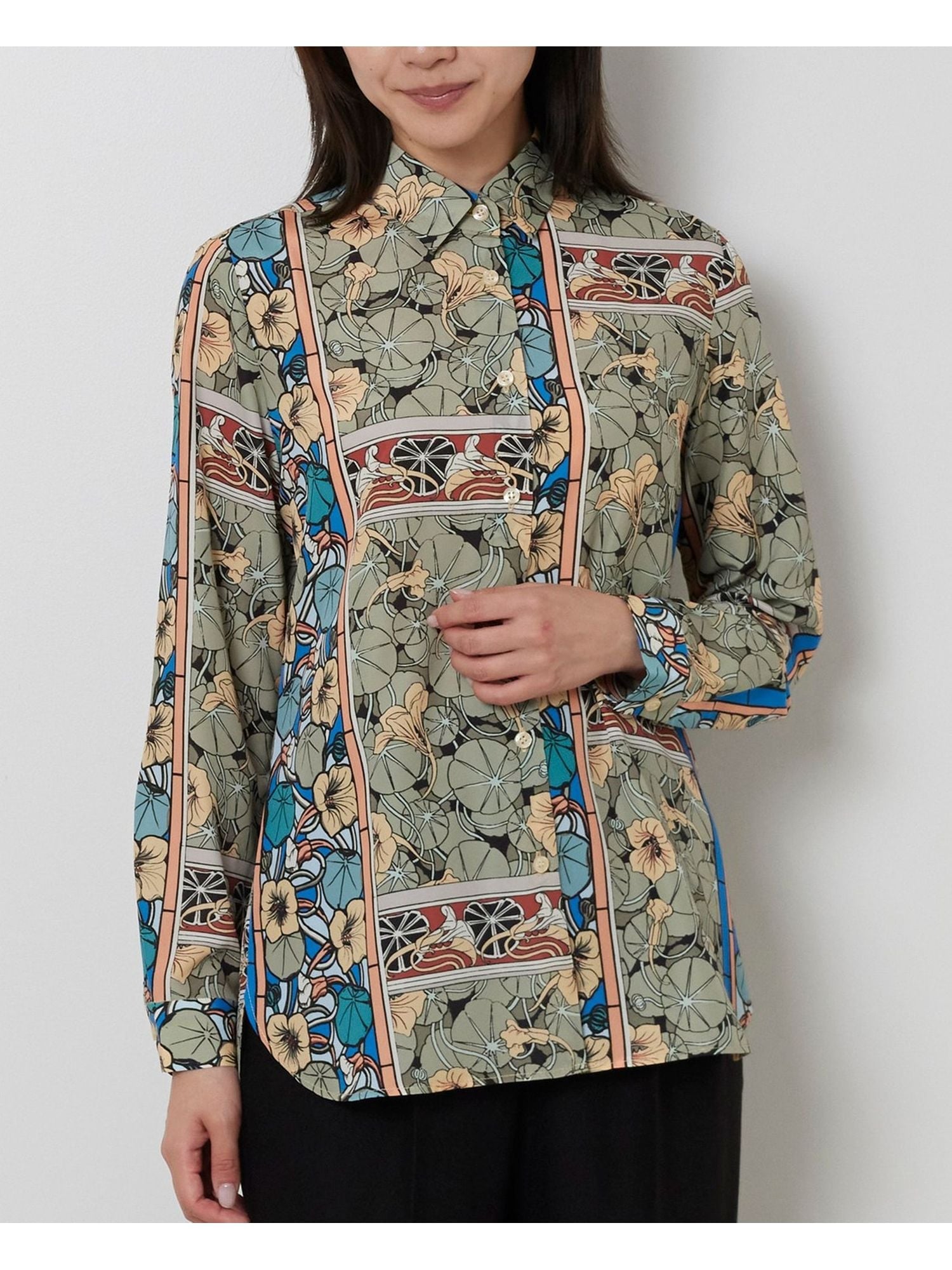 NARACAMICIE ステンドグラス長袖オーバーブラウス ナラカミーチェ トップス シャツ・ブラウス イエロー..