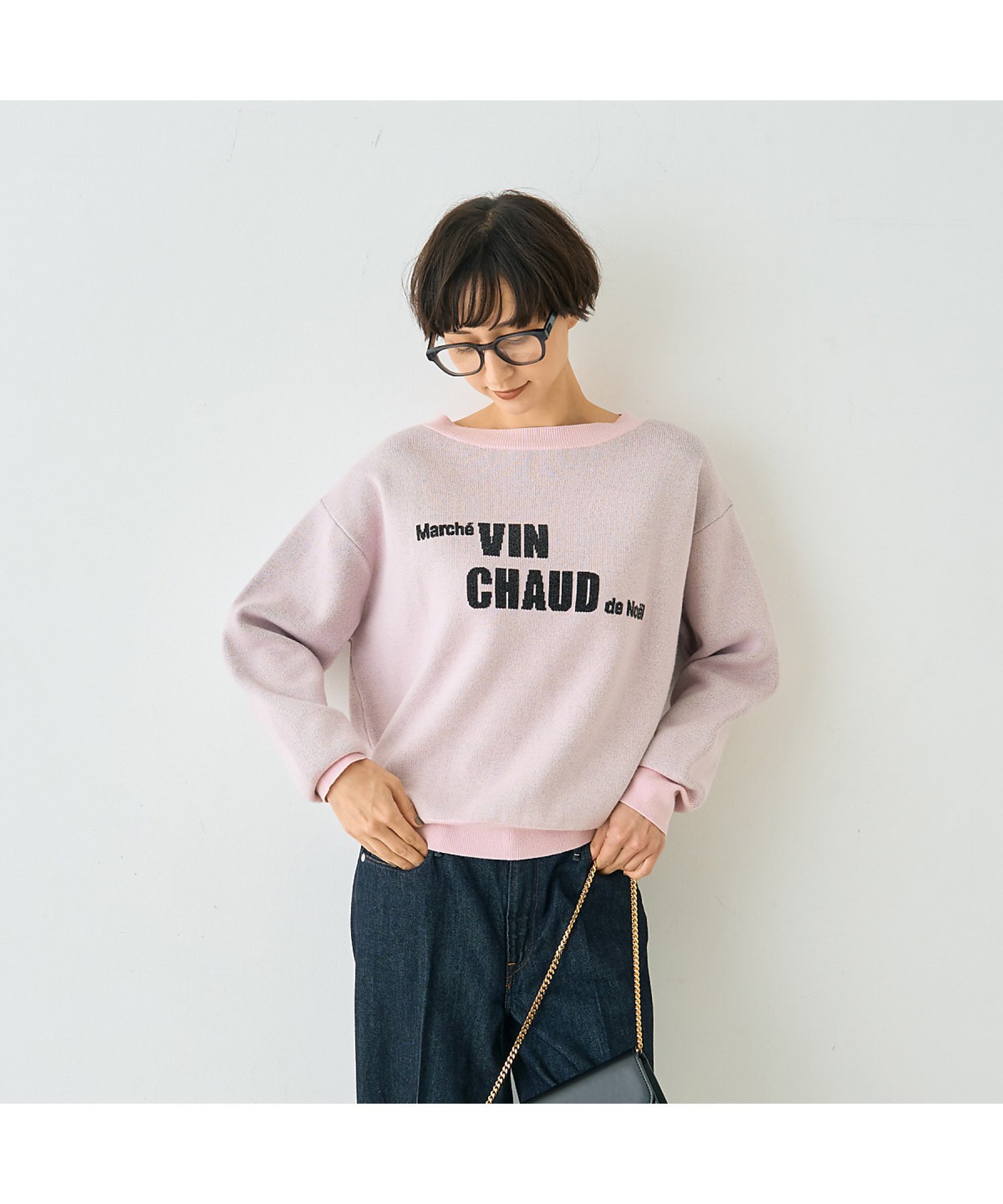 Rouge vif la cle ノエルロゴニットプルオーバー ルージュ・ヴィフ ラクレ トップス ニット ピンク ブラウン