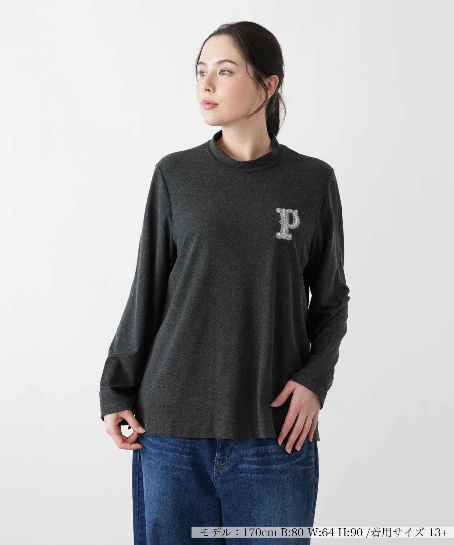 Leilian PLUS HOUSE カットソー【プラス企画】 レリアン プラスハウス トップス カットソー・Tシャツ グレー ピンク グリーン
