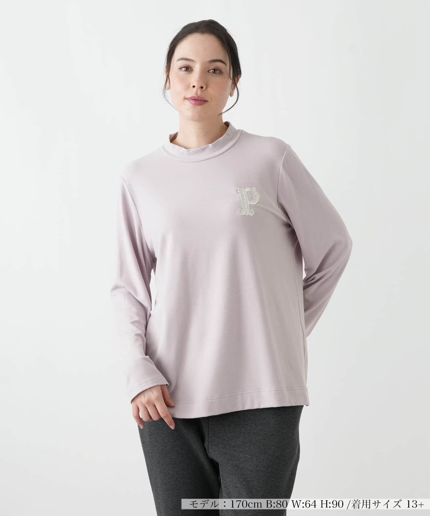 Leilian PLUS HOUSE カットソー【プラス企画】 レリアン プラスハウス トップス カットソー・Tシャツ グレー ピンク グリーン