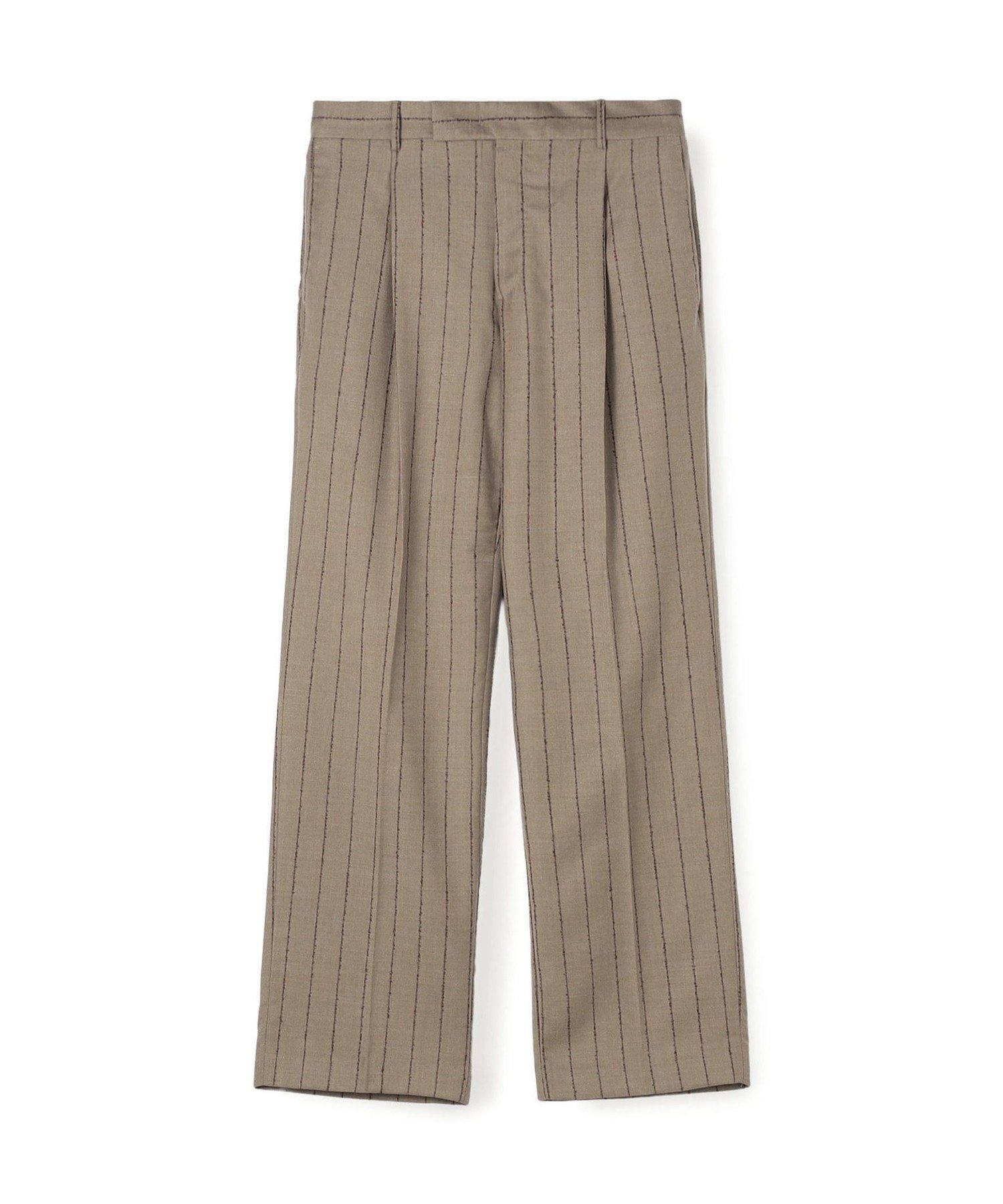 TOMORROWLAND BUYING WEAR PT TORINO QUINDICI ウールストライプ 1プリーツスラックス トゥモローランド パンツ スラックス・ドレスパンツ ベージュ