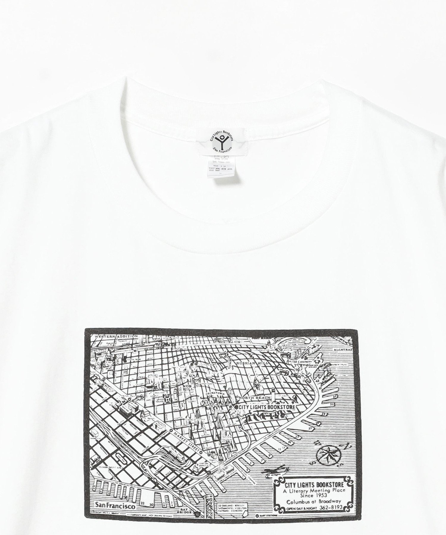 【別注】City Lights Bookstore / 74s Post Card T ビームス ウイメン トップス カットソー・Tシャツ ホワイト