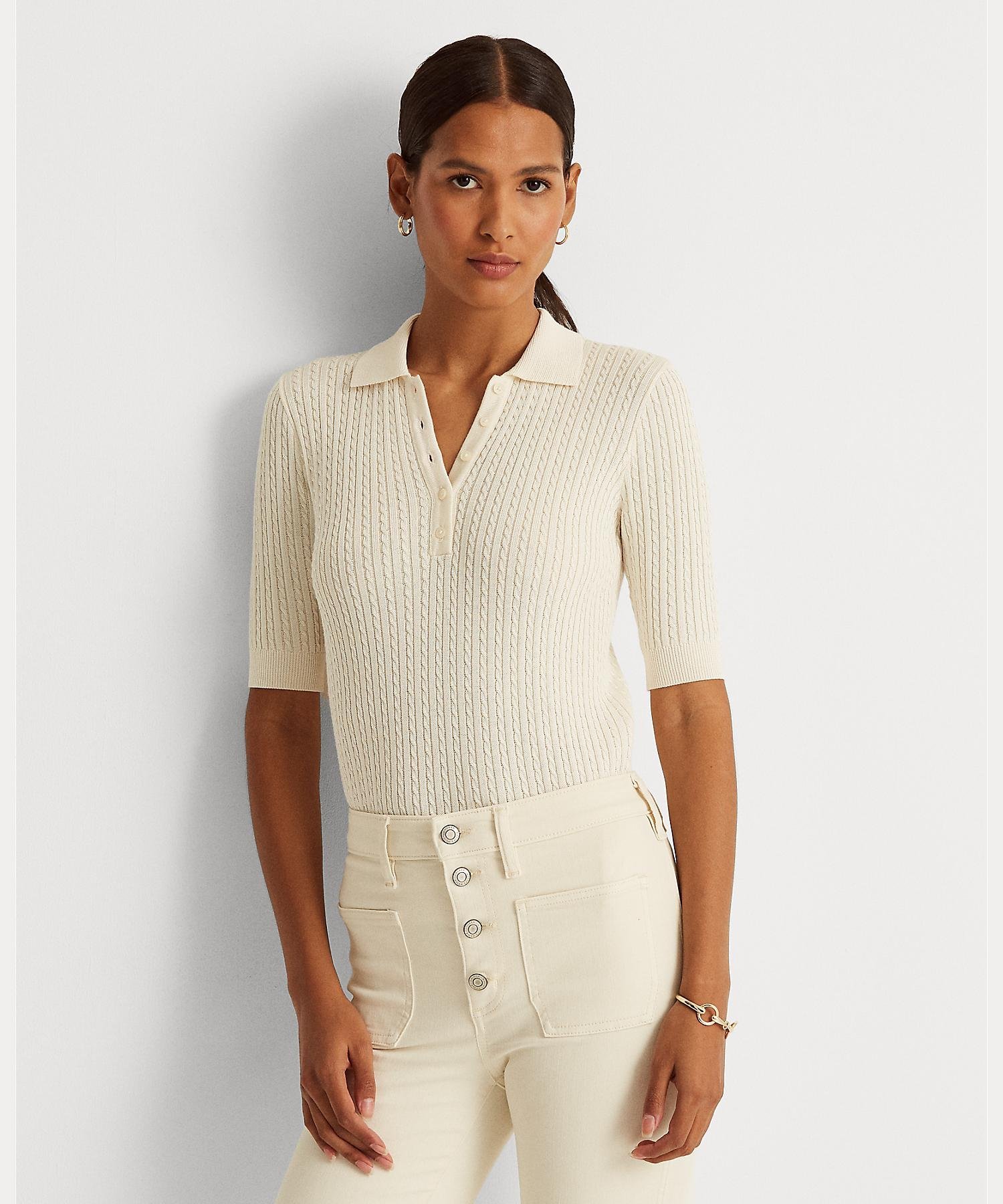 LAUREN RALPH LAUREN ケーブルニット Polo セーター ラルフローレン トップス ニット ベージュ【送料無料】