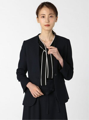 【SALE/65%OFF】m.f.editorial ウーリッシュ カラーレスジャケット 紺(セットアップ可能) レディース セットアップ スーツ ジャケット ビジネス カジュアル 仕事 通勤 入学 卒業 ハレの日 タカキュー スーツ・フォーマル スーツジャケット ネイビー【送料無料】