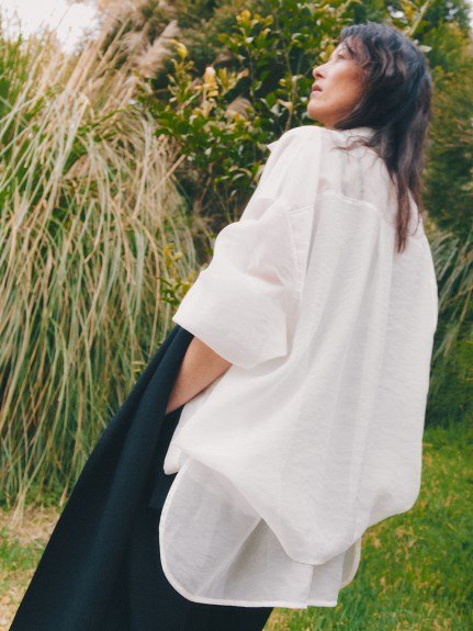 styling/ オーガンザ カシュクールシャツ スタイリング トップス シャツ・ブラウス ホワイト ブラック【送料無料】のサムネイル