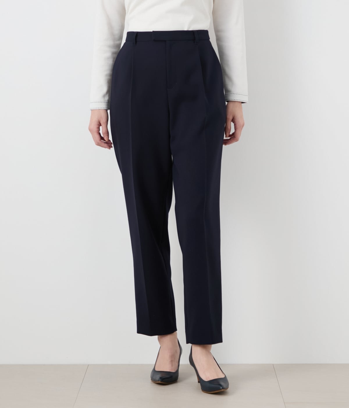 NEWYORKER WOMEN 【ウォッシャブル】コンパクトダブルクロス センタープレステーパードパンツ ニューヨーカー パンツ スラックス・ドレスパンツ ネイビー ブラウン