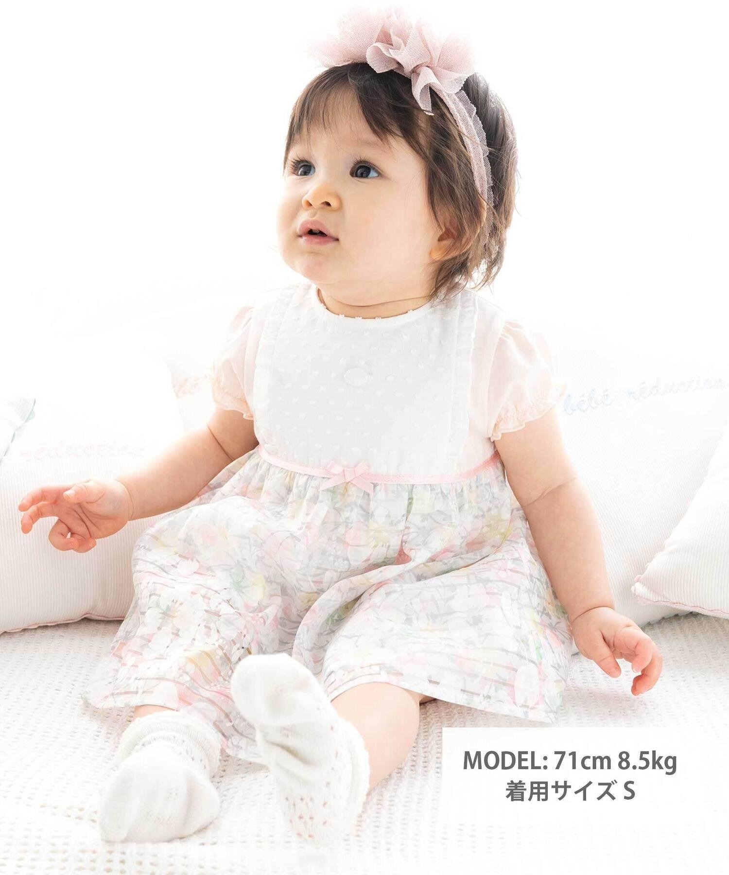 【SALE／50%OFF】fillot de bebe reduction オーガンジー花柄プリントワンピース(7...