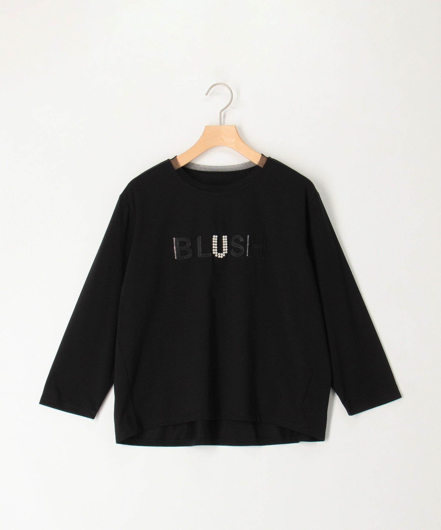 MICO COULIER BLUSHパール+ラインストーン チュールネックラインTシャツ ノーリーズ トップス カットソー・Tシャツ グレー ブラック ブラウン