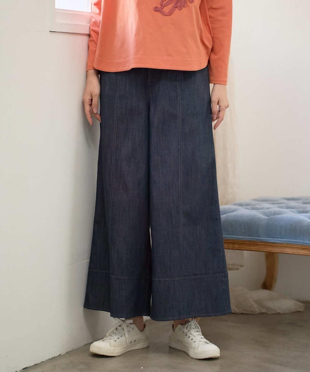 [洗える]スラブシャンブレーデニムパンツ ジャンニロジュディーチェ パンツ その他のパンツ ネイビー
