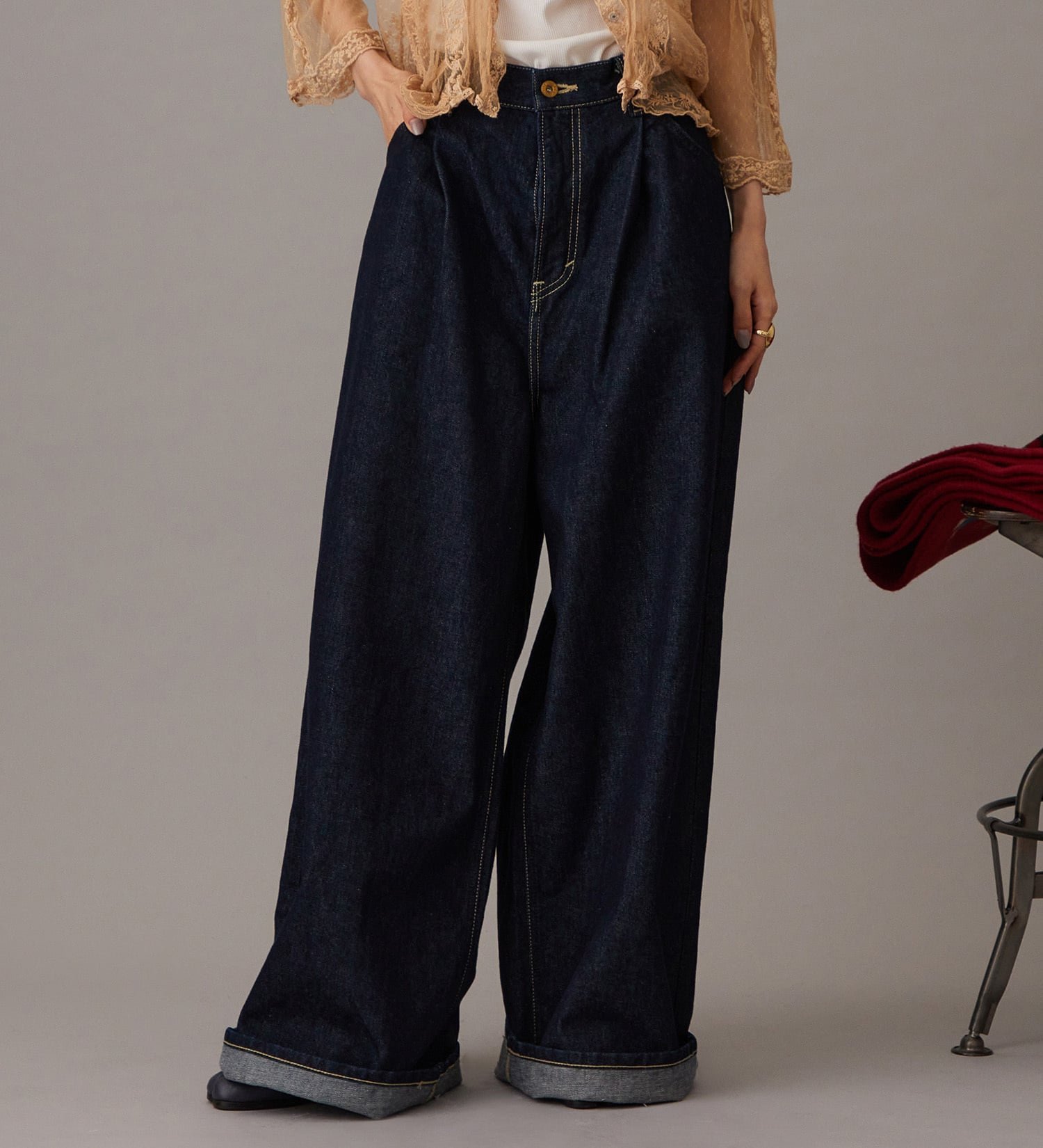 Lee 【101 101周年記念特別モデル】ANNIVERSARY 101 ICONIC SUPER WIDE TUCK PANTS セットアップ可 エドウインオンラインモール パンツ ジーンズ・デニムパンツ ブルー
