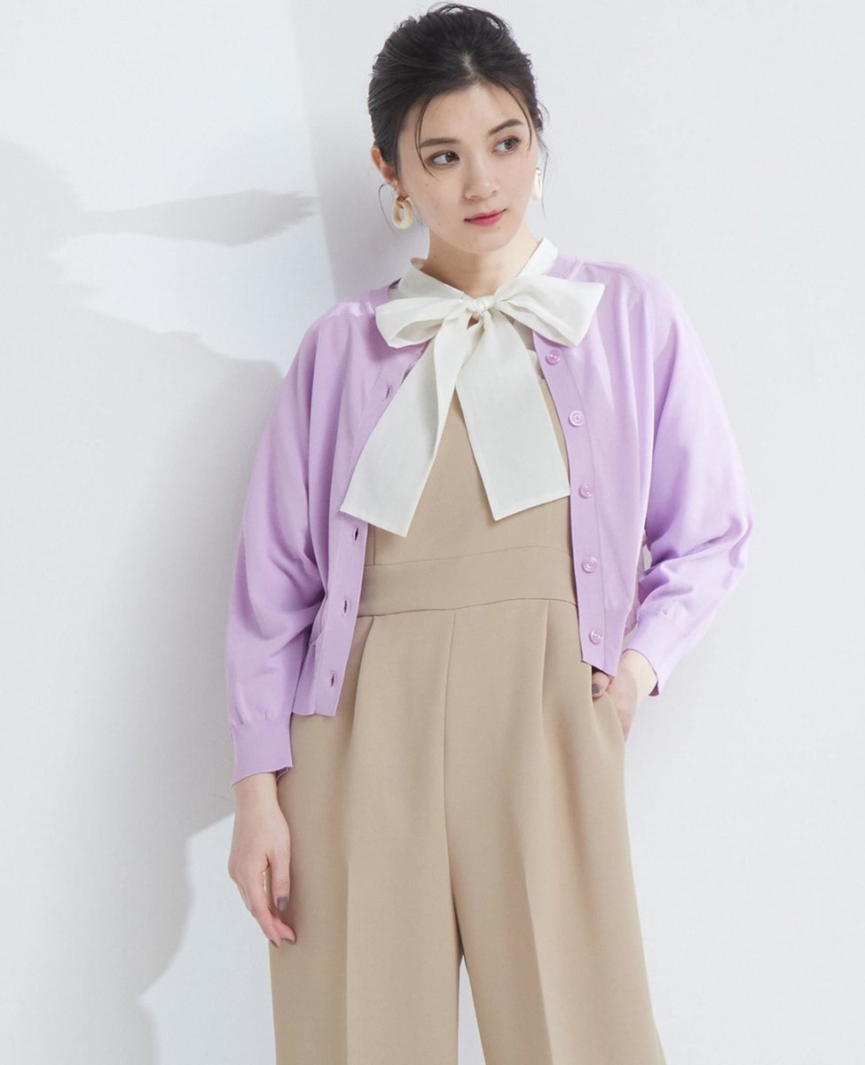 【SALE／50%OFF】TIARA バックチュールカーディガン ティアラ トップス カーディガン パープル ホワイト ブラック【送料無料】のサムネイル