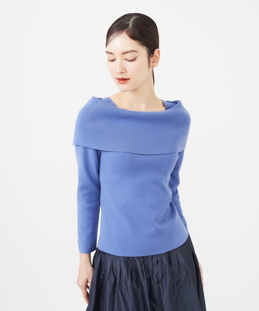 Sybilla オフショルダープルオーバー シビラ トップス ニット ベージュ ブルー