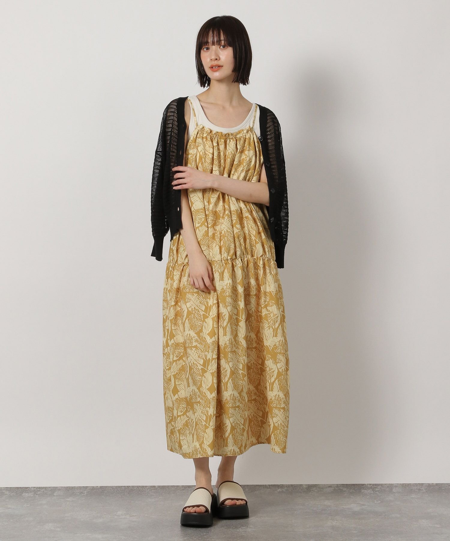 【SALE／58%OFF】LAKOLE 2WAYリーフ柄キャミワンピース ラコレ ワンピース・ドレス...