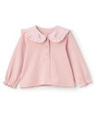 mezzo piano ピアノ刺しゅう衿 長袖Tシャツ ナルミヤオンライン トップス カットソー・Tシャツ ホワイト ピンク【送料無料】
