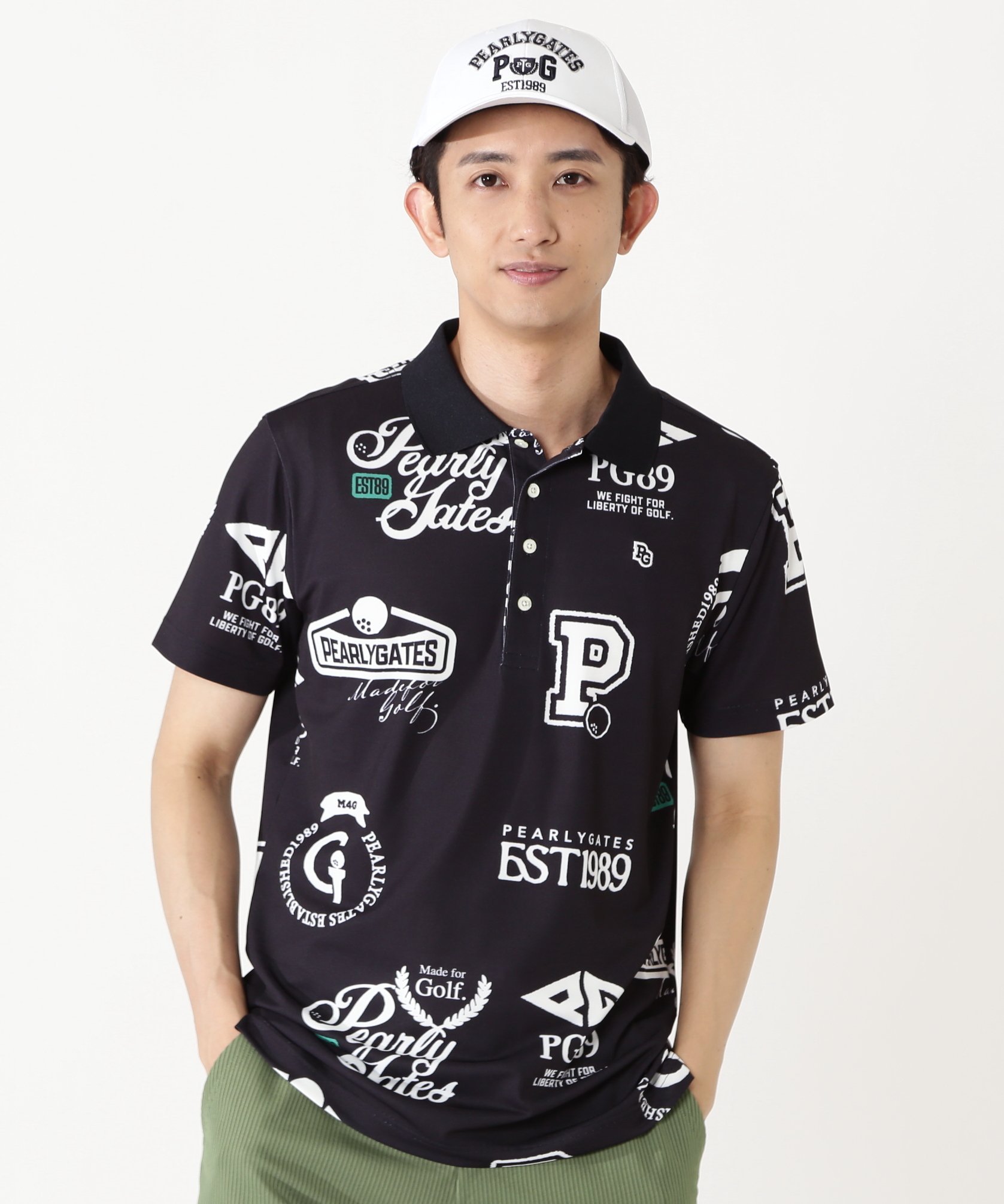 【SALE／40%OFF】PEARLY GATES カレッジロゴ柄トリコットPeカノコ半袖ポロシャツ パーリーゲイツ トップス ポロシャツ ネイビー【送料無料】