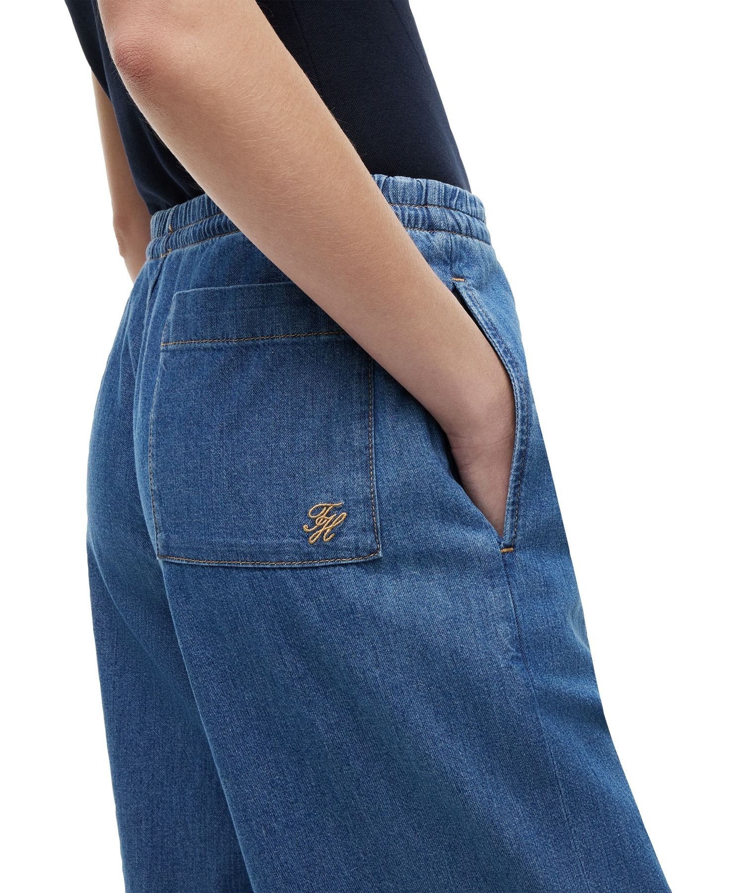 【公式】エラスティックウエストワイドレッグパンツ 26SS トミーヒルフィガー パンツ ジーンズ・デニムパンツ ブルー