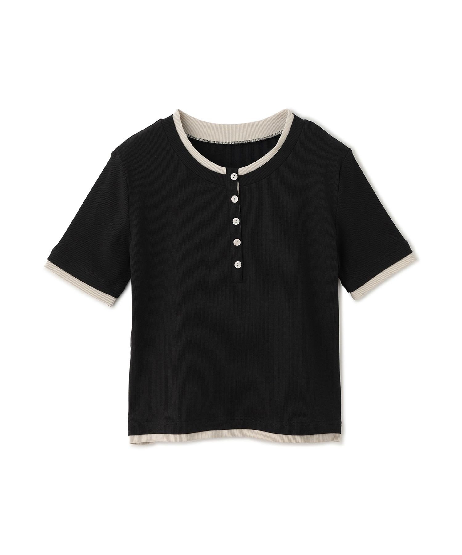 JAYRO テレコバイカラーヘンリープルオーバー ジャイロ トップス カットソー・Tシャツ ブラック ブラウン ベージュ グレー
