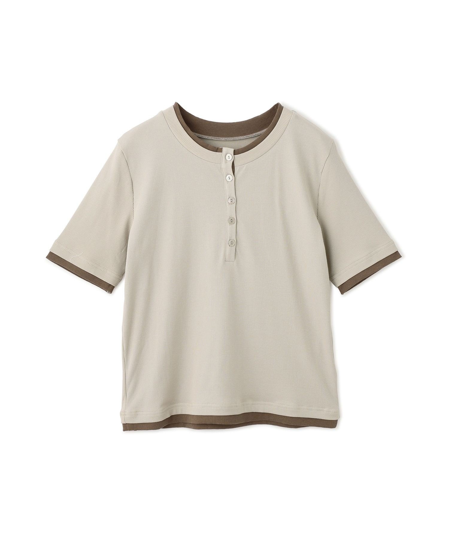 JAYRO テレコバイカラーヘンリープルオーバー ジャイロ トップス カットソー・Tシャツ ブラック ブラウン ベージュ グレー