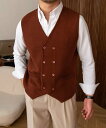 【SALE/50%OFF】aimoha MENS aimoha MENS/ダブルニットべスト アイモハ トップス ベスト・ジレ ブラウン ベージュ ブラック