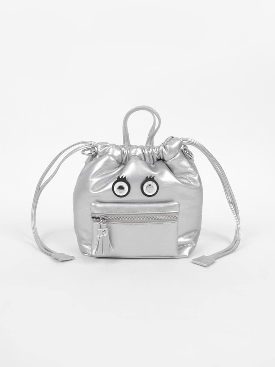 【SALE／39%OFF】nouer フェイスモチーフ巾着バッグ ラシュッド バッグ ハンドバッグ シルバー ブラック【送料無料】のサムネイル