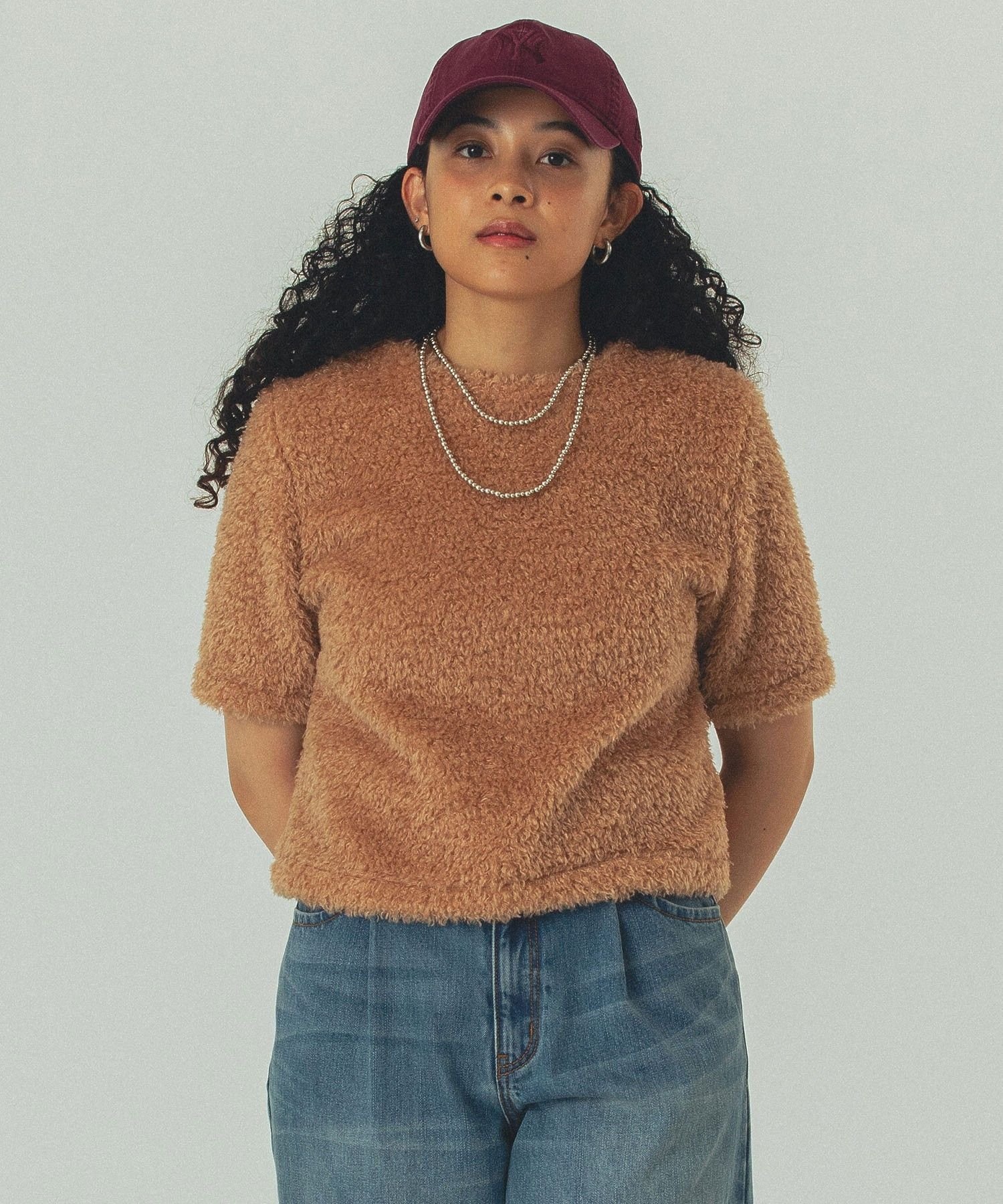 ROSE BUD BOA H/S TOP ローズバッド トップス カットソー・Tシャツ ベージュ グレー