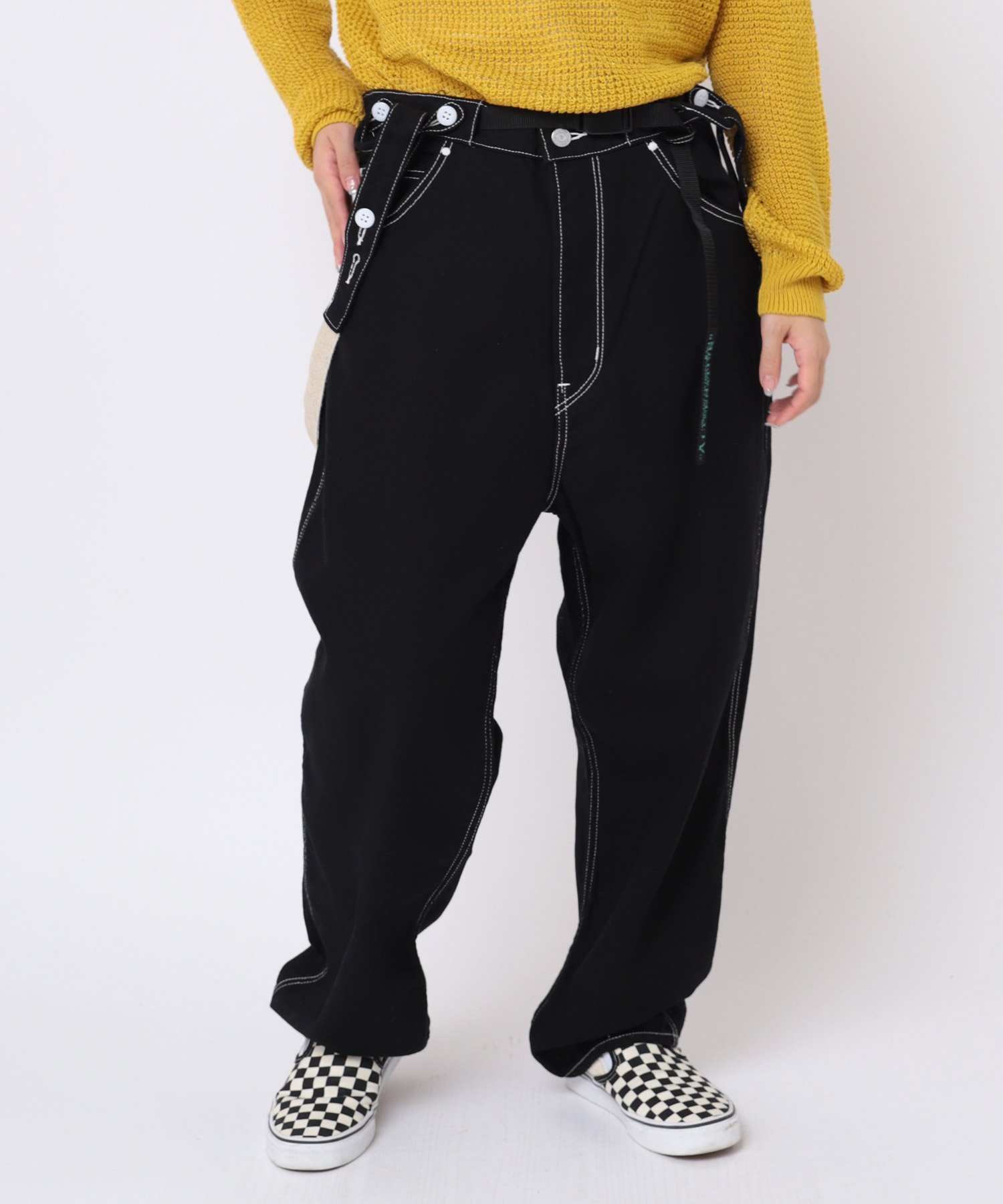 RNA MEDIA R3976 サスペンダーワークパンツ アールエヌエー パンツ その他のパンツ ホワイト ベージュ ネイビー ブラック グリーン