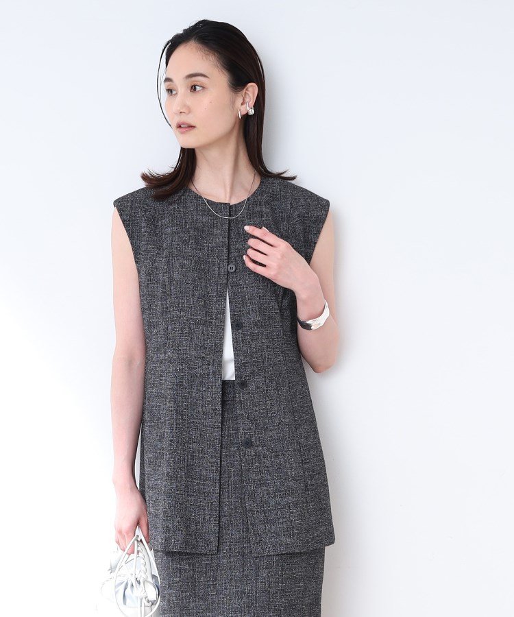 INDIVI 【洗える/SETUP可能】サマーツィードジレトップス インディヴィ トップス シャツ・ブラウス グレー ベージュ【送料無料】のサムネイル